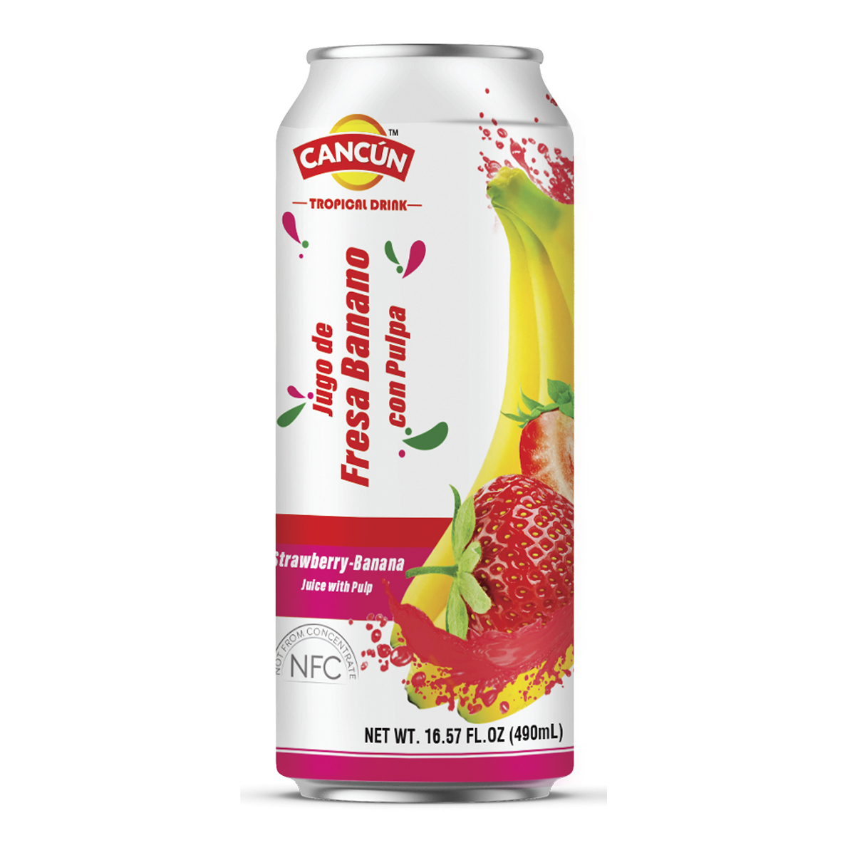 Jugo cancun fresa banano 24pz de 490ml