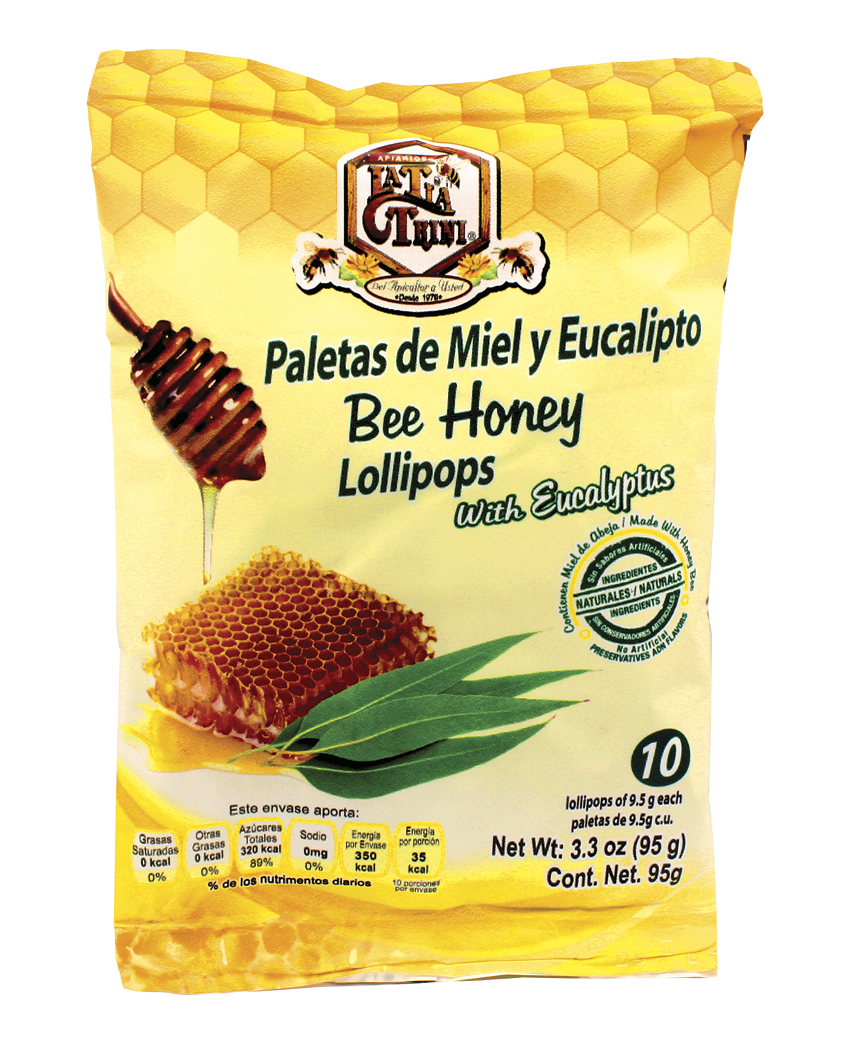 La Tia Trini - Bolsa de Lollipops de miel eucalypto - 10 unidades