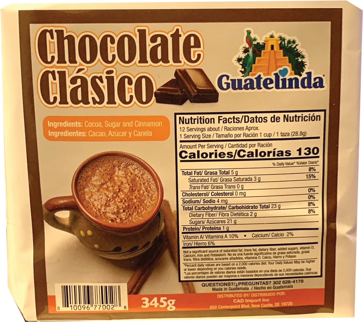 Chocolate clasico Guatelinda 345gr/3