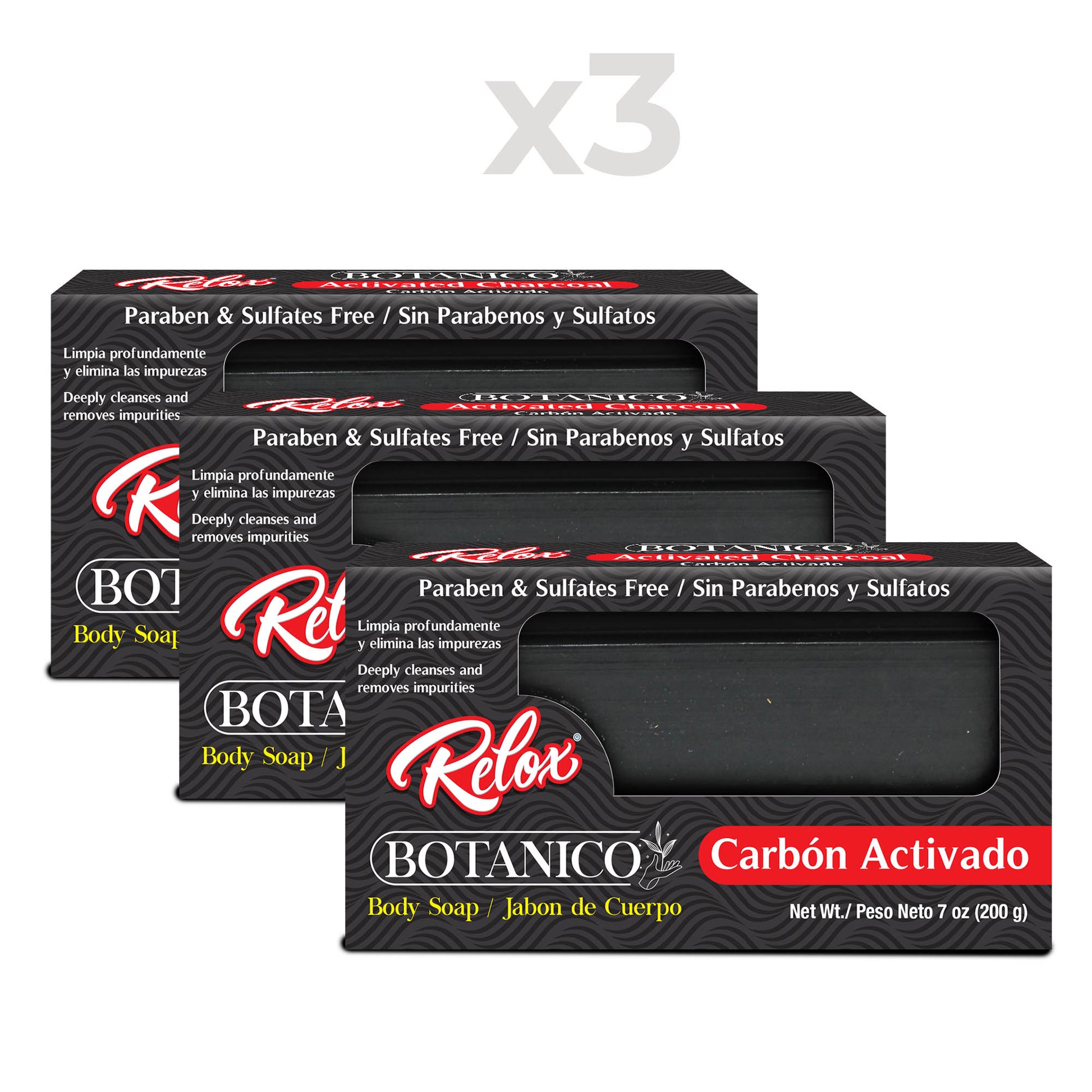 Relox jabón botánico carbón activado 3pcs