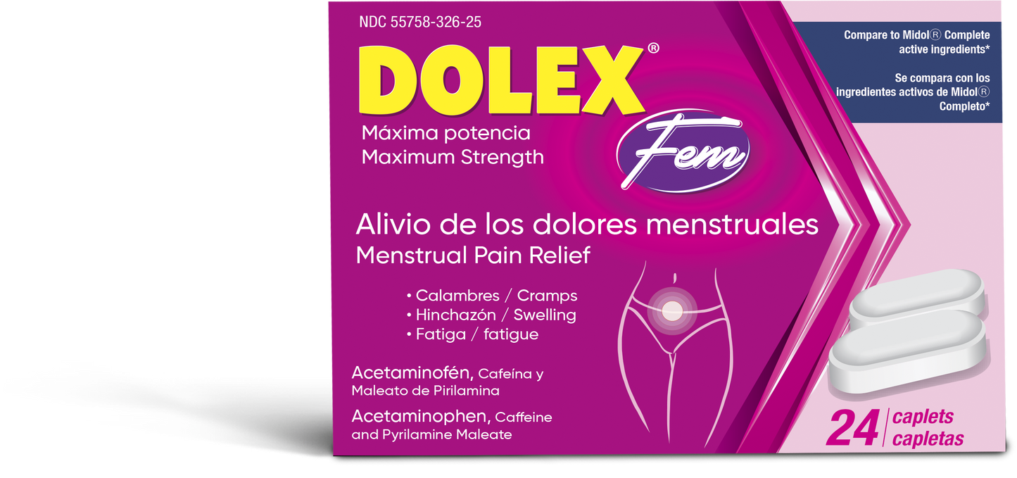 Dolex® Fem Blister 24 Complete Menstrual Caplets