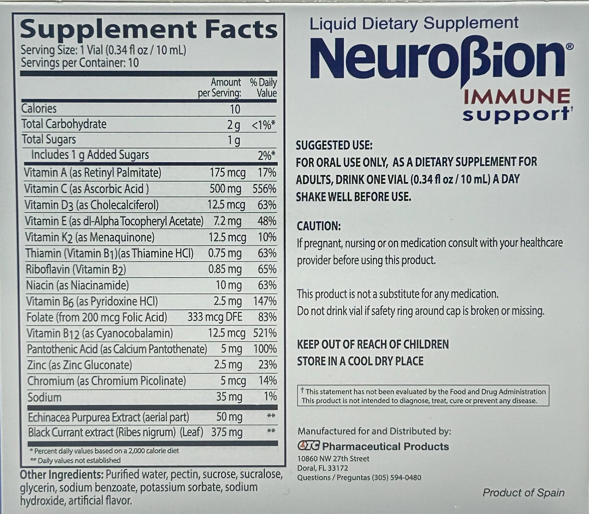 Neurobion Immune Support 10 Viales Bebibles